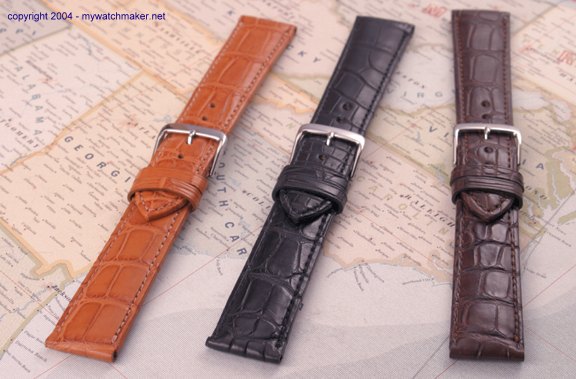 Alligator watch straps - large, "Bamboo" scale patterns